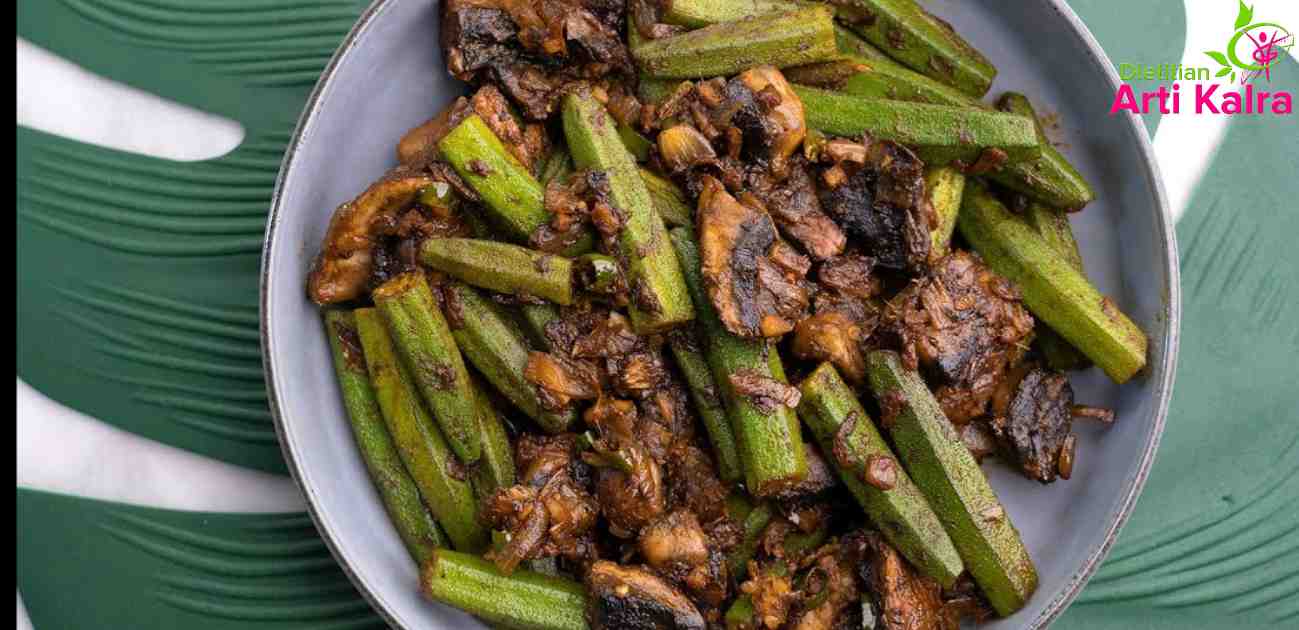 mushroom bhindi stir fry